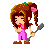 An animated gif of Aerith Gainsborough drawn in a chibi style. She appears to be casting a magic spell