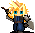 An animated gif of Cloud Strife. He marches towards the viewer.