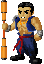 An animated gif of Raijin. He leans back and laughs.